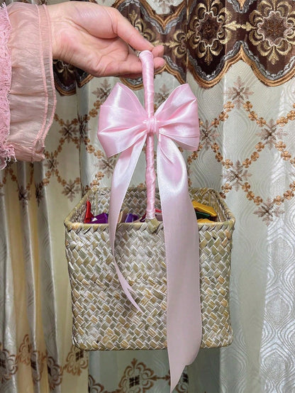 1 Roll 22m Long Handmade Rose Satin Ribbon In Pink Or Blue, 22m Long Polyester Packaging Ribbon, Suitable For Baby Shower, Home Decor, Scene Decoration, Theme Party Decoration