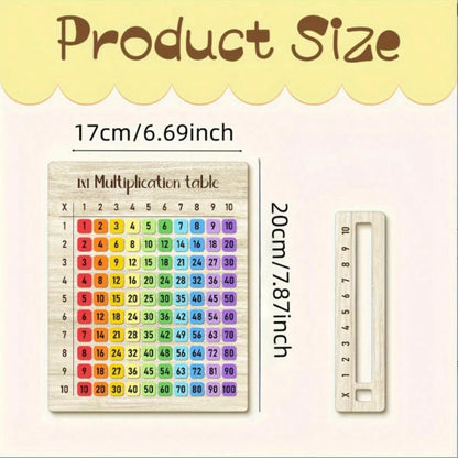 1 Set Multiplication Table, Suitable For Math Courses And Back-To-School Gifts. Multifunctional Handicraft| Natural Material Design, Suitable For Family Gatherings. 2D Flat 1x1 Multiplication Table C