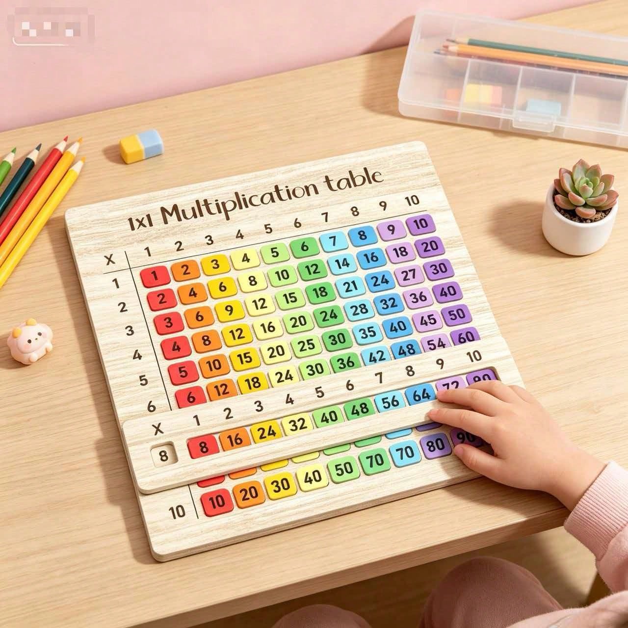 1 Set Multiplication Table, Suitable For Math Courses And Back-To-School Gifts. Multifunctional Handicraft| Natural Material Design, Suitable For Family Gatherings. 2D Flat 1x1 Multiplication Table C