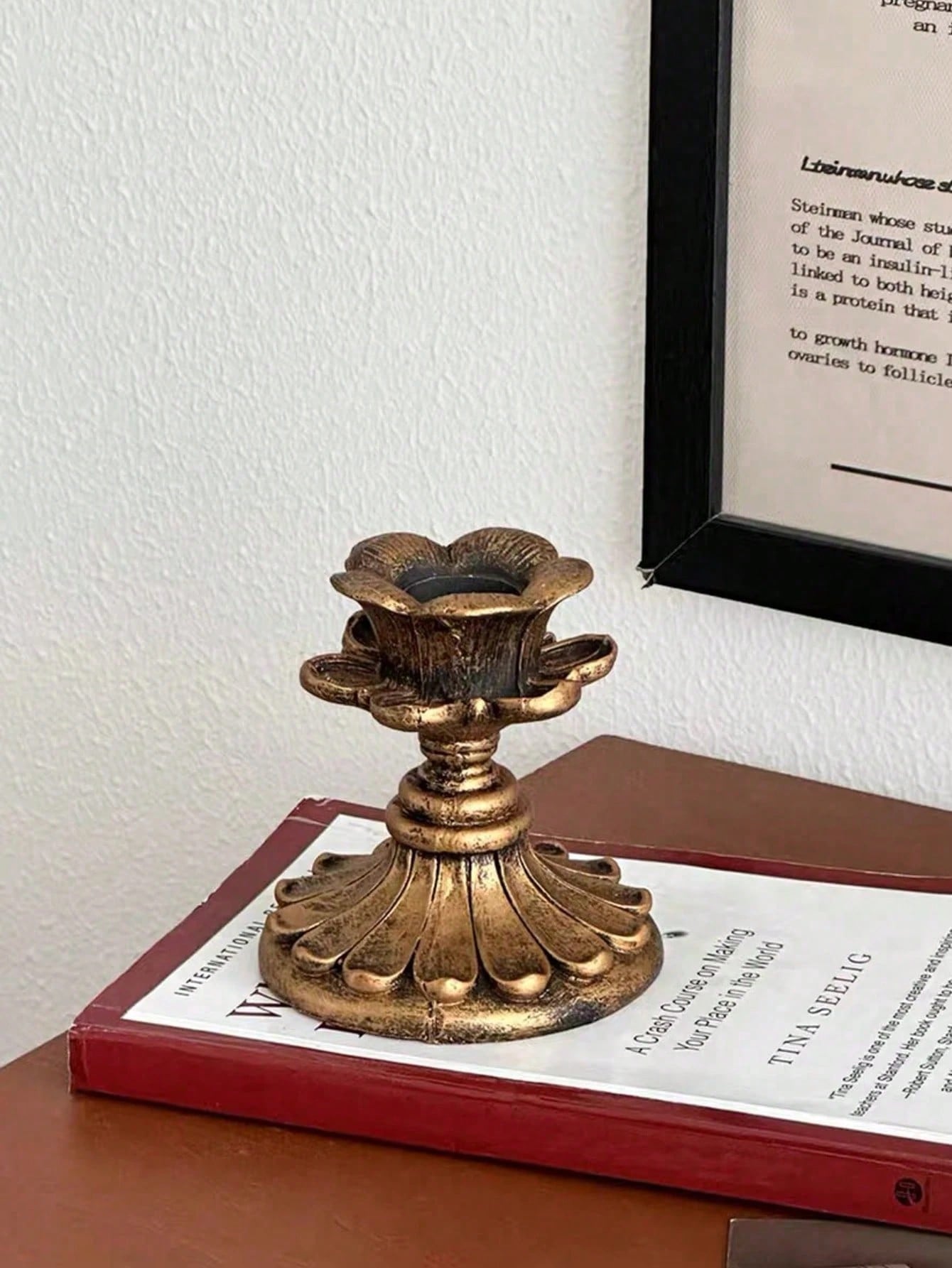 1 Set Vintage French Antique Candlestick/Candle Holder, High-End Home Art Candle Holder Base, Candlelight Dinner Decoration, Table Decoration, Desk Decoration, Create Romantic Atmosphere, Patio Decora