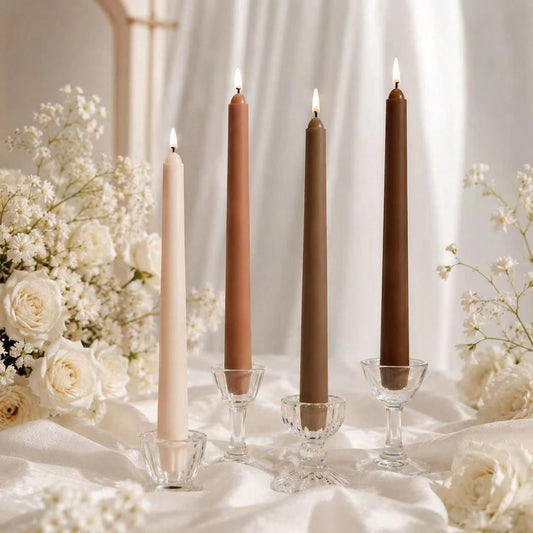 10 Inch Mocha Coffee Gradient Candles, 4/8/12 Pack, Smokeless Dripless Long Burning Dinner Candles, Neutral Bohemian Wedding Decor, Rustic Home Table Centerpiece Decoration, Thanksgiving Christmas Hol