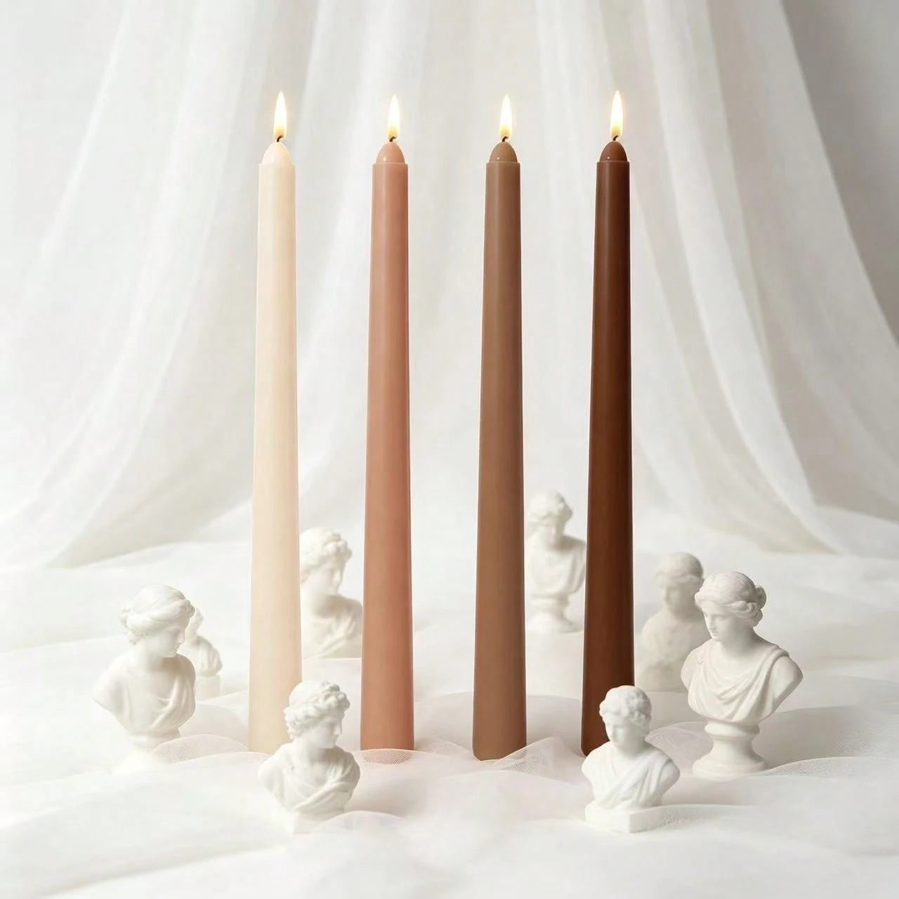 10 Inch Mocha Coffee Gradient Candles, 4/8/12 Pack, Smokeless Dripless Long Burning Dinner Candles, Neutral Bohemian Wedding Decor, Rustic Home Table Centerpiece Decoration, Thanksgiving Christmas Hol