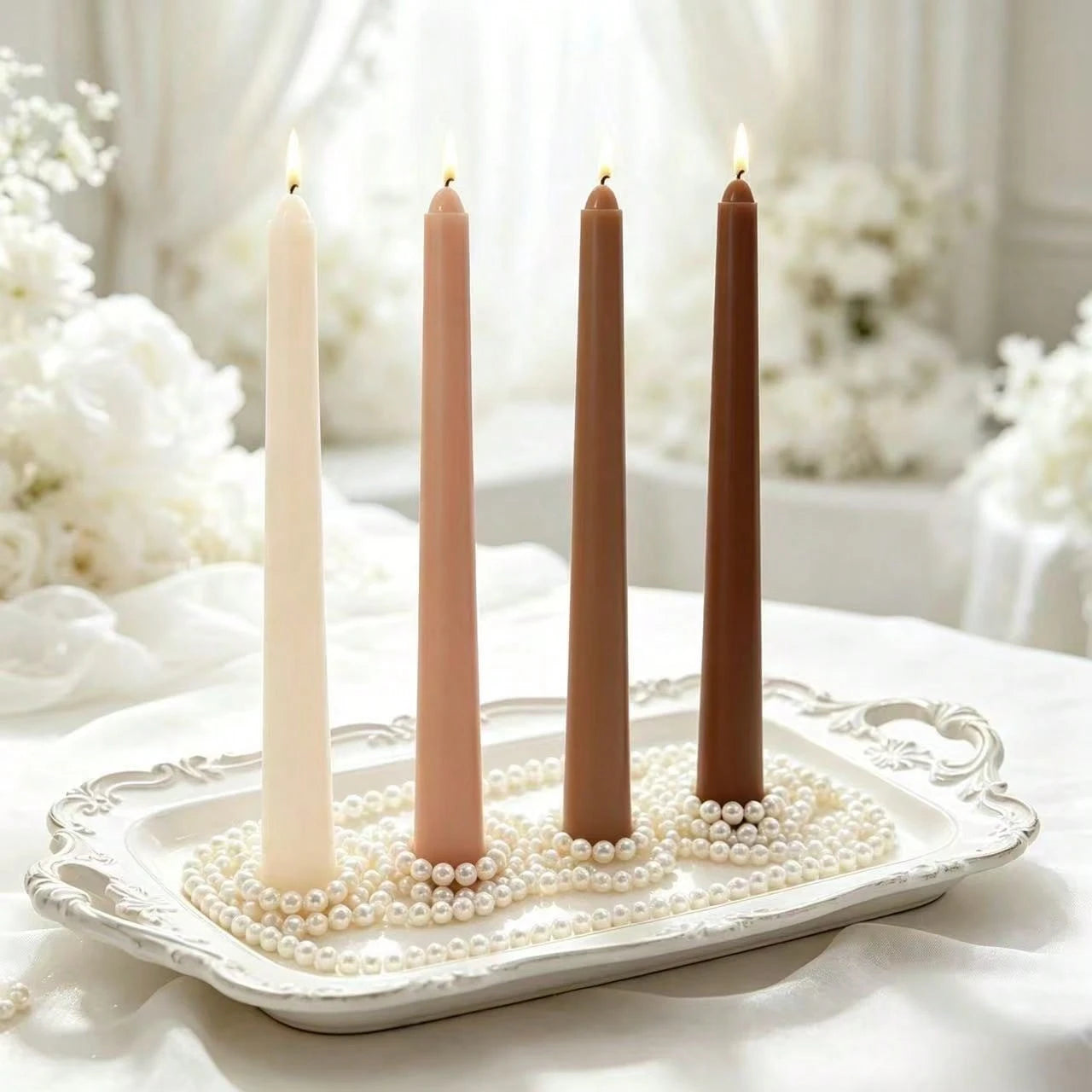 10 Inch Mocha Coffee Gradient Candles, 4/8/12 Pack, Smokeless Dripless Long Burning Dinner Candles, Neutral Bohemian Wedding Decor, Rustic Home Table Centerpiece Decoration, Thanksgiving Christmas Hol