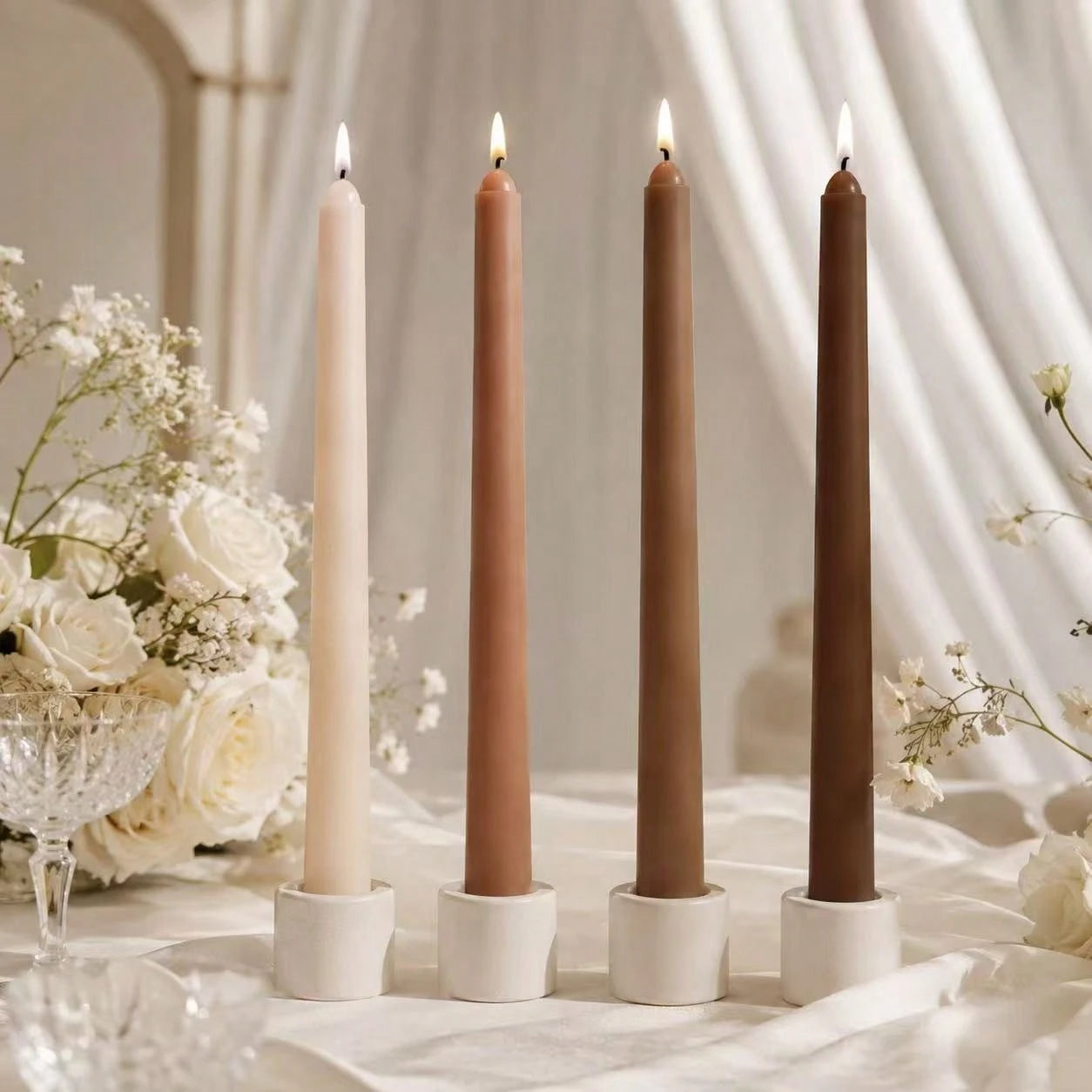 10 Inch Mocha Coffee Gradient Candles, 4/8/12 Pack, Smokeless Dripless Long Burning Dinner Candles, Neutral Bohemian Wedding Decor, Rustic Home Table Centerpiece Decoration, Thanksgiving Christmas Hol