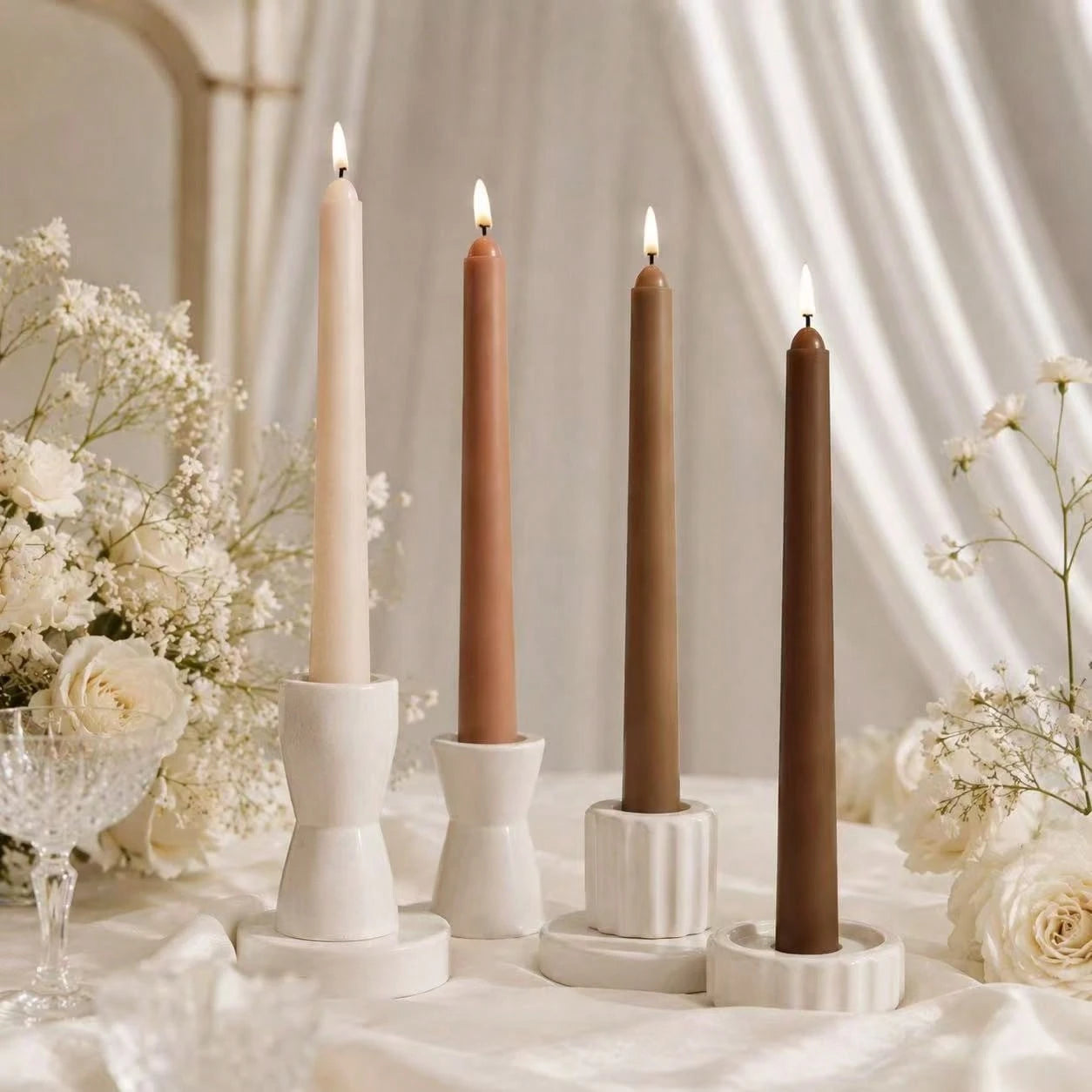 10 Inch Mocha Coffee Gradient Candles, 4/8/12 Pack, Smokeless Dripless Long Burning Dinner Candles, Neutral Bohemian Wedding Decor, Rustic Home Table Centerpiece Decoration, Thanksgiving Christmas Hol