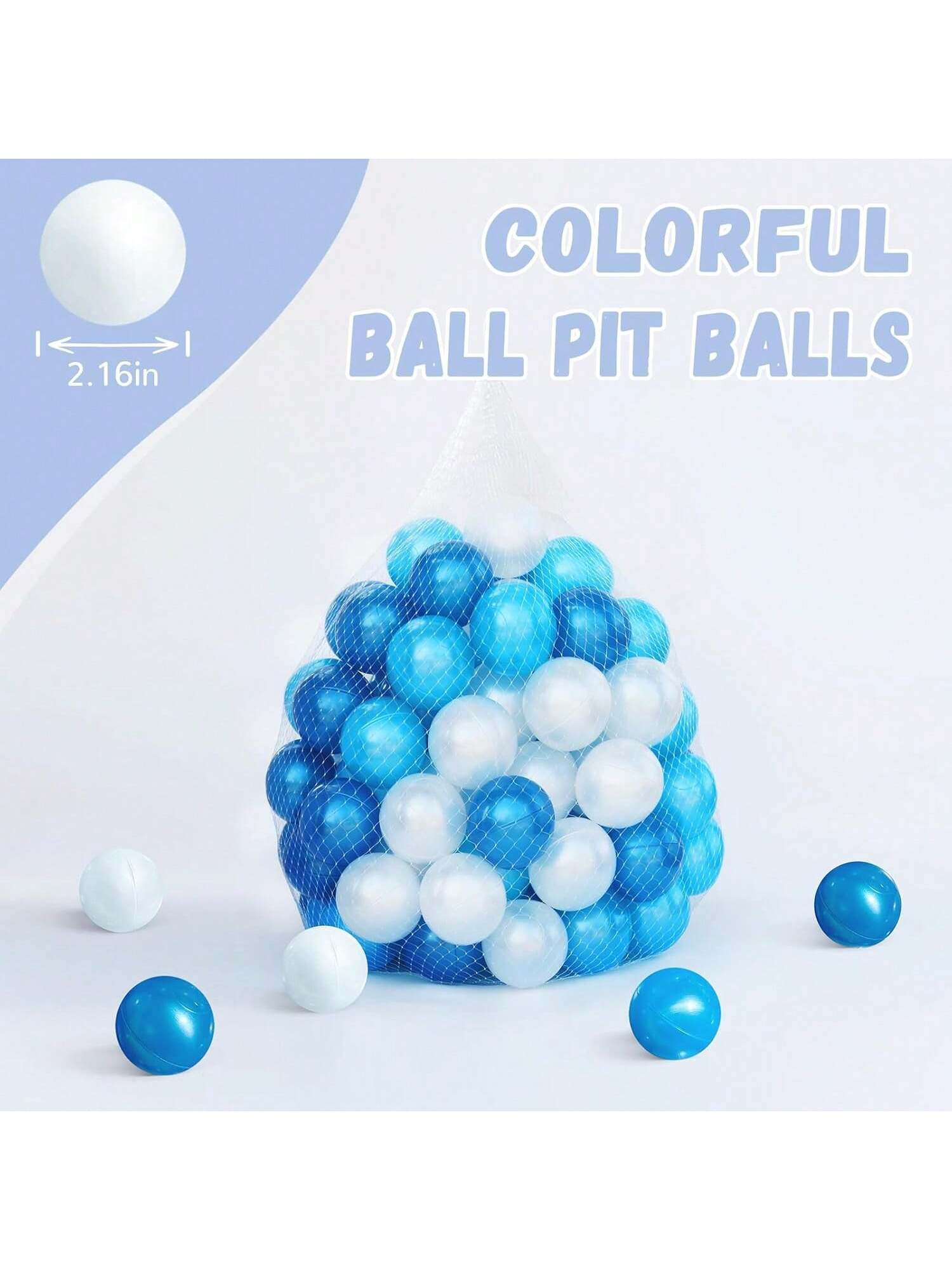 100 Ball Pit Balls For Toddlers, Phthalate Free Plastic Balls, Crush Proof 2.16" Colorful Balls For Ball Pit Play Toys For Kids With Storage Bag