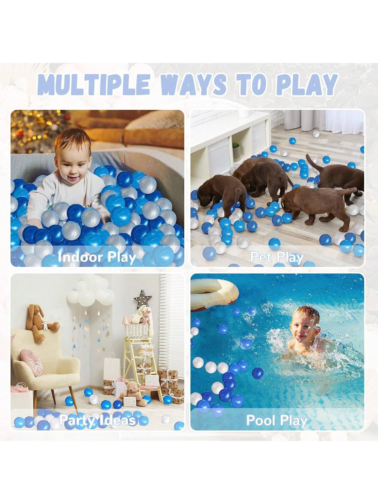 100 Ball Pit Balls For Toddlers, Phthalate Free Plastic Balls, Crush Proof 2.16" Colorful Balls For Ball Pit Play Toys For Kids With Storage Bag