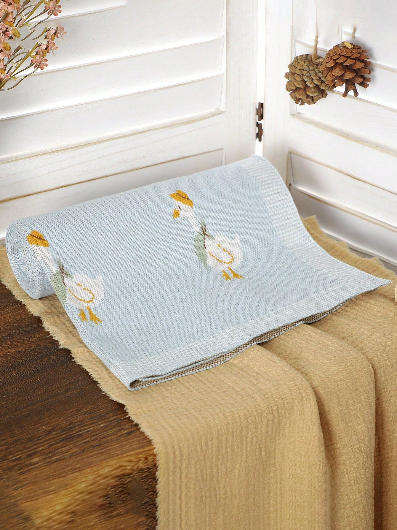 100% Cotton Baby Blanket, All Season Duck Knitted Infant Stroller Blanket, Newborn Crib Quilt, Baby Air Conditioning Quilt, Infant Supplies