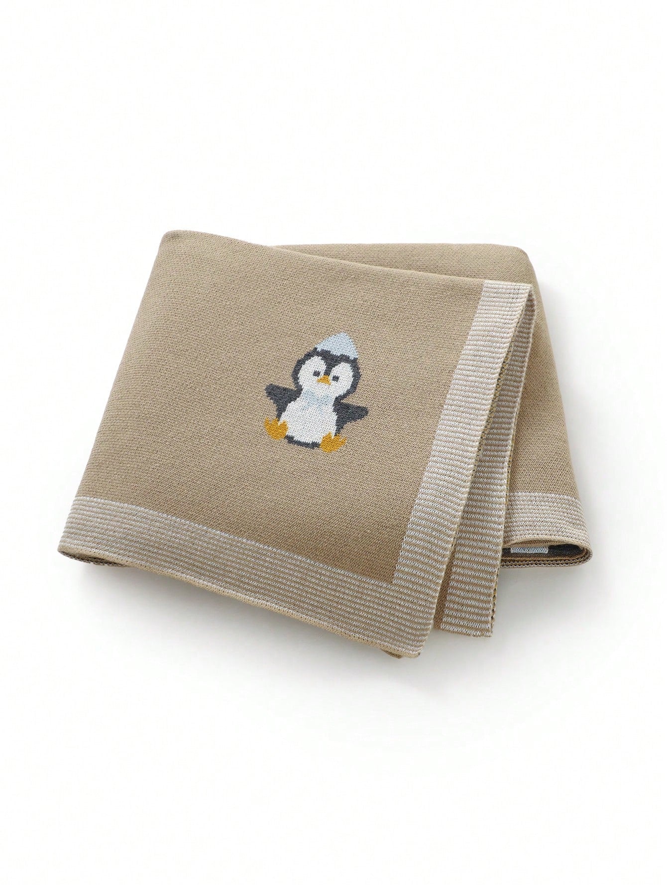 100% Cotton Baby Blanket, Cute Penguin Knitted Infant Stroller Blanket, Newborn Baby Air Conditioning Cover Quilt