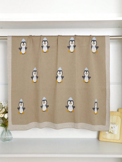 100% Cotton Baby Blanket, Cute Penguin Knitted Infant Stroller Blanket, Newborn Baby Air Conditioning Cover Quilt
