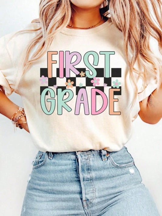 100% Cotton Retro First Grade Shirt, Teacher Shirt, 1st Grade Teacher Shirt, Colorful First Grade Teacher Shirt, First Grade Team Shirts