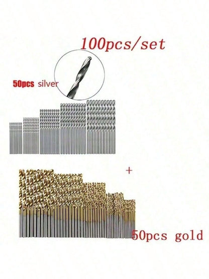 100-Piece Premium Titanium Coated Drill Bit Set- HSS High Speed Steel Construction For Wood/Metal/Plastic| Essential Power Tool Accessories Kit For DIY Projects & Professional Home Improvement