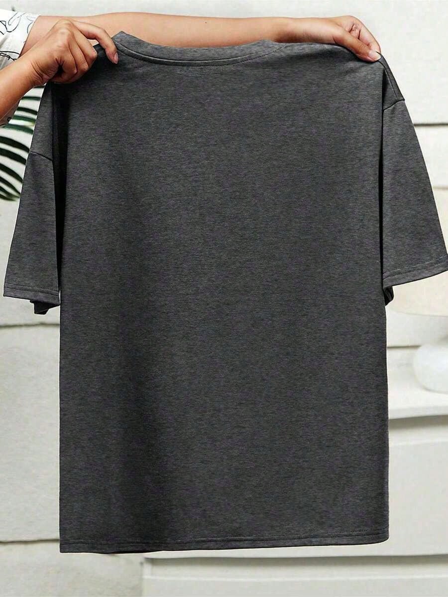 100% Pure Cotton Graphic Print Crew Neck T-Shirt,Vintage Casual Plus Size Casual Woman Figure Print Round Neck Short Sleeve T-ShirtHoliday Casual To