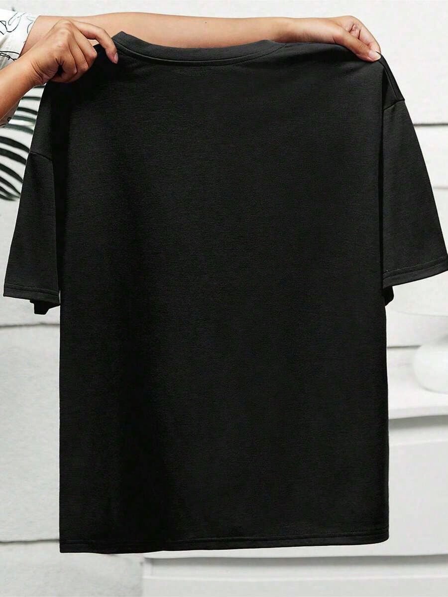 100% Pure Cotton Graphic Print Crew Neck T-Shirt,Vintage Casual Plus Size Casual Woman Figure Print Round Neck Short Sleeve T-ShirtHoliday Casual To