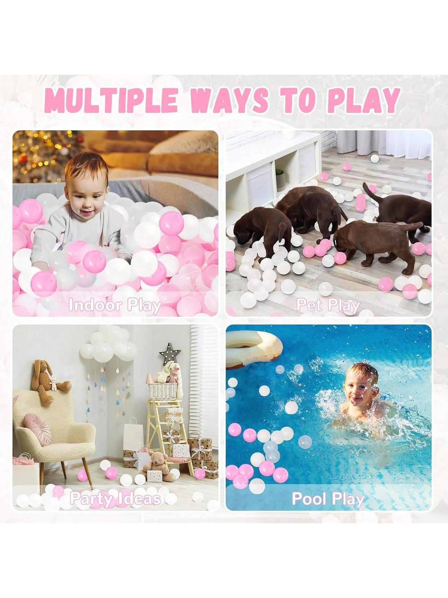 100pcs Ball Pit Balls For Toddlers, Crush Proof Plastic Balls For Ball Pit, 2.16 Inch Baby Pit Balls For Playpen Pool Birthday Party Decoration