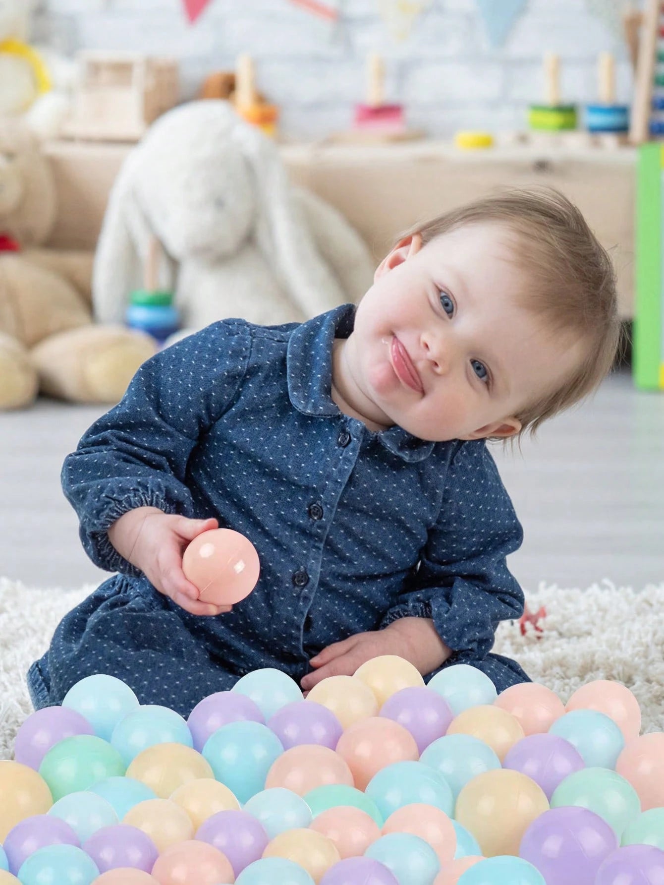 100pcs Ball Pit Balls For Toddlers, Crush Proof Plastic Balls For Ball Pit, 2.16 Inch Baby Pit Balls For Playpen Pool Birthday Party Decoration