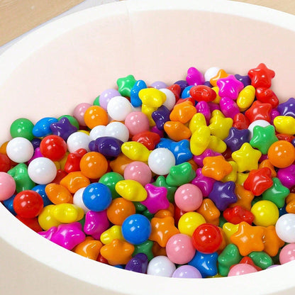 100pcs Star & Round Plastic Ball Pit Balls 5.5cm, Colorful Soft Ocean Balls For Kids Play Tent & Pool, Baby Sensory Toys & Party Decor.