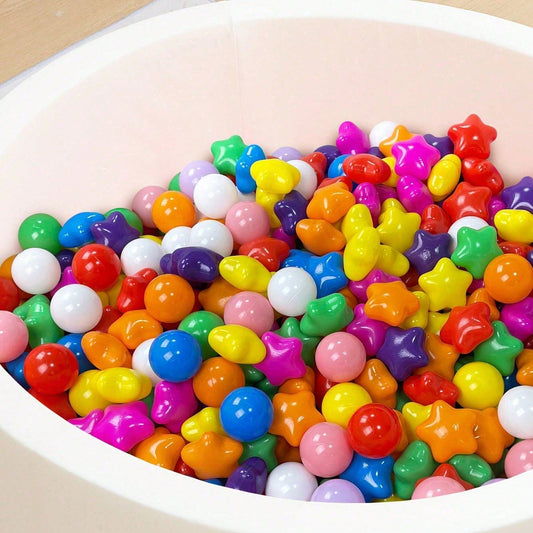 100pcs Star & Round Plastic Ball Pit Balls 5.5cm, Colorful Soft Ocean Balls For Kids Play Tent & Pool, Baby Sensory Toys & Party Decor.