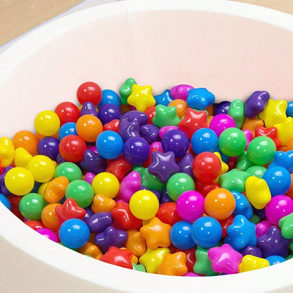 100pcs Star & Round Plastic Ball Pit Balls 5.5cm, Colorful Soft Ocean Balls For Kids Play Tent & Pool, Baby Sensory Toys & Party Decor.