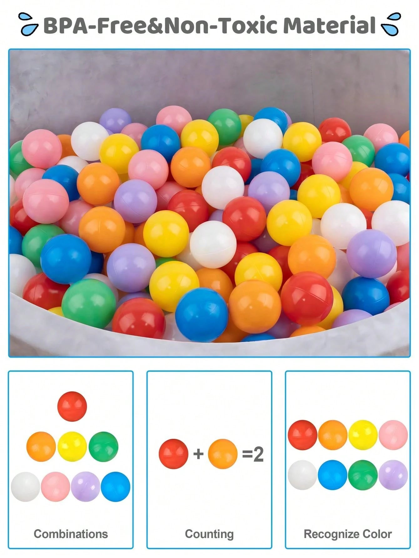 100Pcs Thicken Crush Proof 2.16Inch Ball Pit Balls, Toy Balls For Toddlers,Perfect For Ball Pit,Pool Toys, Parties Events Playground Games Decoration