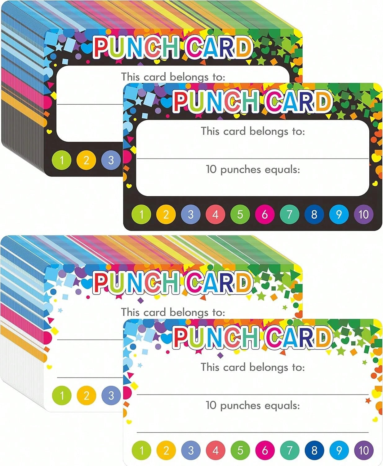 102 PCS Punch Cards, Incentive Reward Card Student Awards Loyalty Cards For Business, Classroom, Kids Behavior, Students, Teachers, 35 X 2, 2 Styles