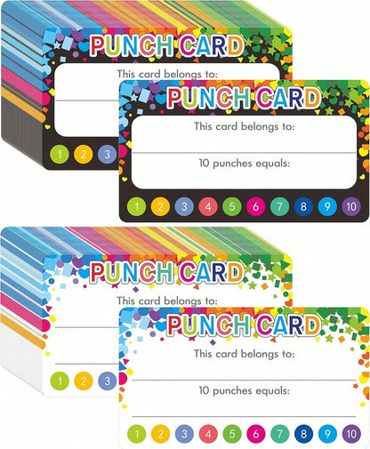 102 PCS Punch Cards, Incentive Reward Card Student Awards Loyalty Cards For Business, Classroom, Kids Behavior, Students, Teachers, 35 X 2, 2 Styles