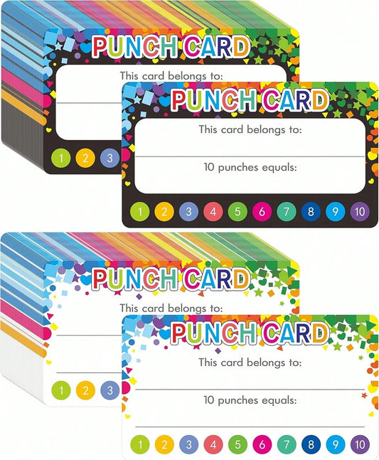 102 PCS Punch Cards, Incentive Reward Card Student Awards Loyalty Cards For Business, Classroom, Kids Behavior, Students, Teachers, 35 X 2, 2 Styles