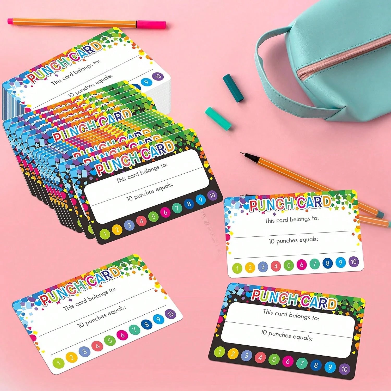 102 PCS Punch Cards, Incentive Reward Card Student Awards Loyalty Cards For Business, Classroom, Kids Behavior, Students, Teachers, 35 X 2, 2 Styles