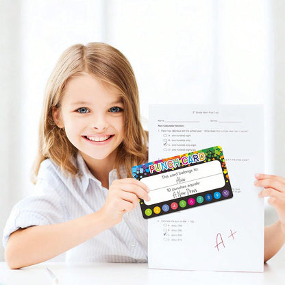 102 PCS Punch Cards, Incentive Reward Card Student Awards Loyalty Cards For Business, Classroom, Kids Behavior, Students, Teachers, 35 X 2, 2 Styles