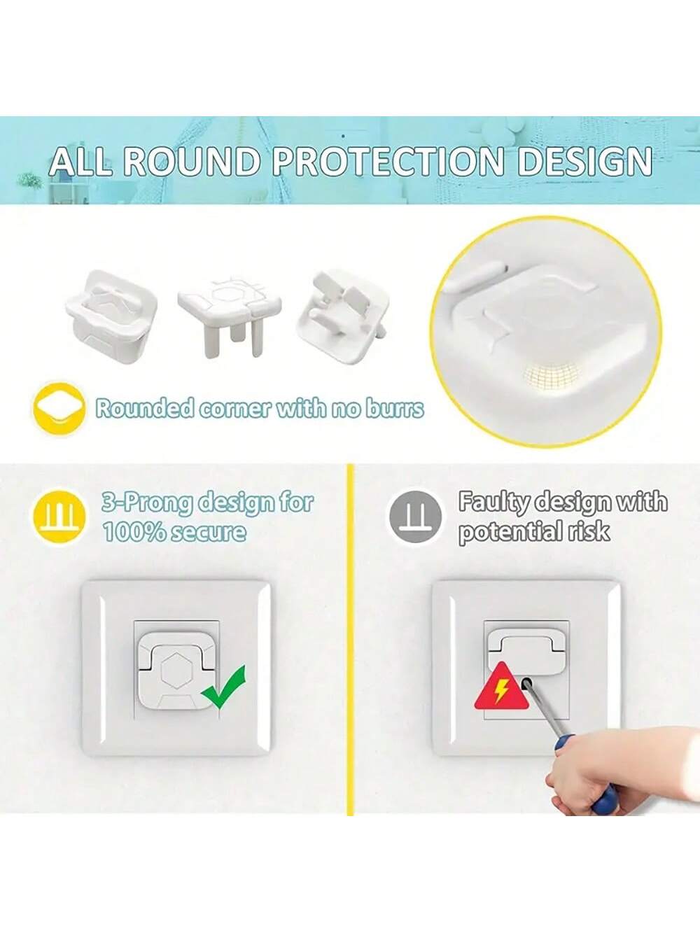 10pcs/15pcs US Standard 2 Hole/3 Hole Electrical Outlet Covers, Insulated Protective Caps Anti-Electric Shock Infant/Child Proofing