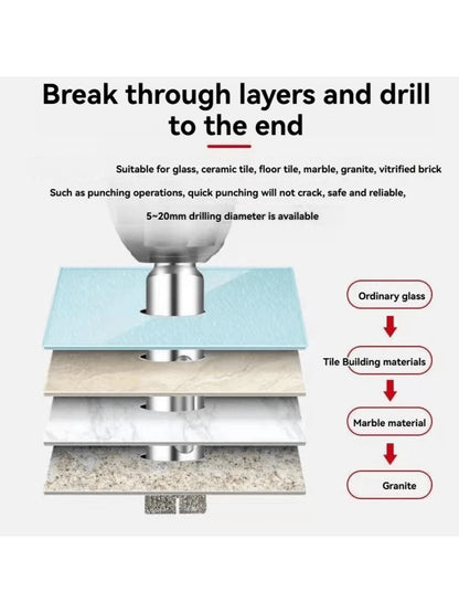 10pcs Diamond Drill Bit Set, 3mm-50mm Coated Round Hole Saws For Tile, Marble, Glass, Ceramic