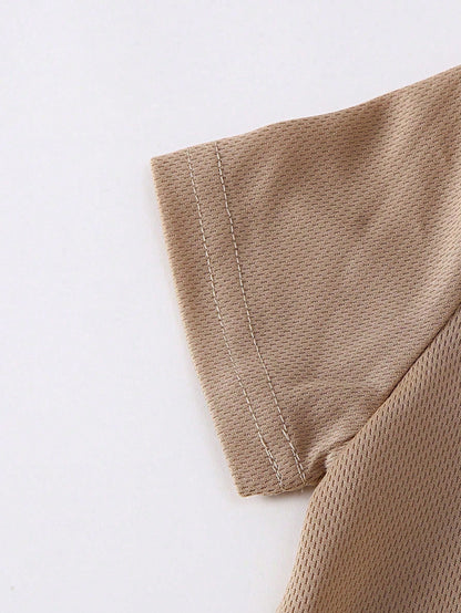 10pcs/Set Baby Casual Solid Color Knit Fabric T-Shirt Matched With Solid Color Shorts Outdoor Suit, Spring/Summer