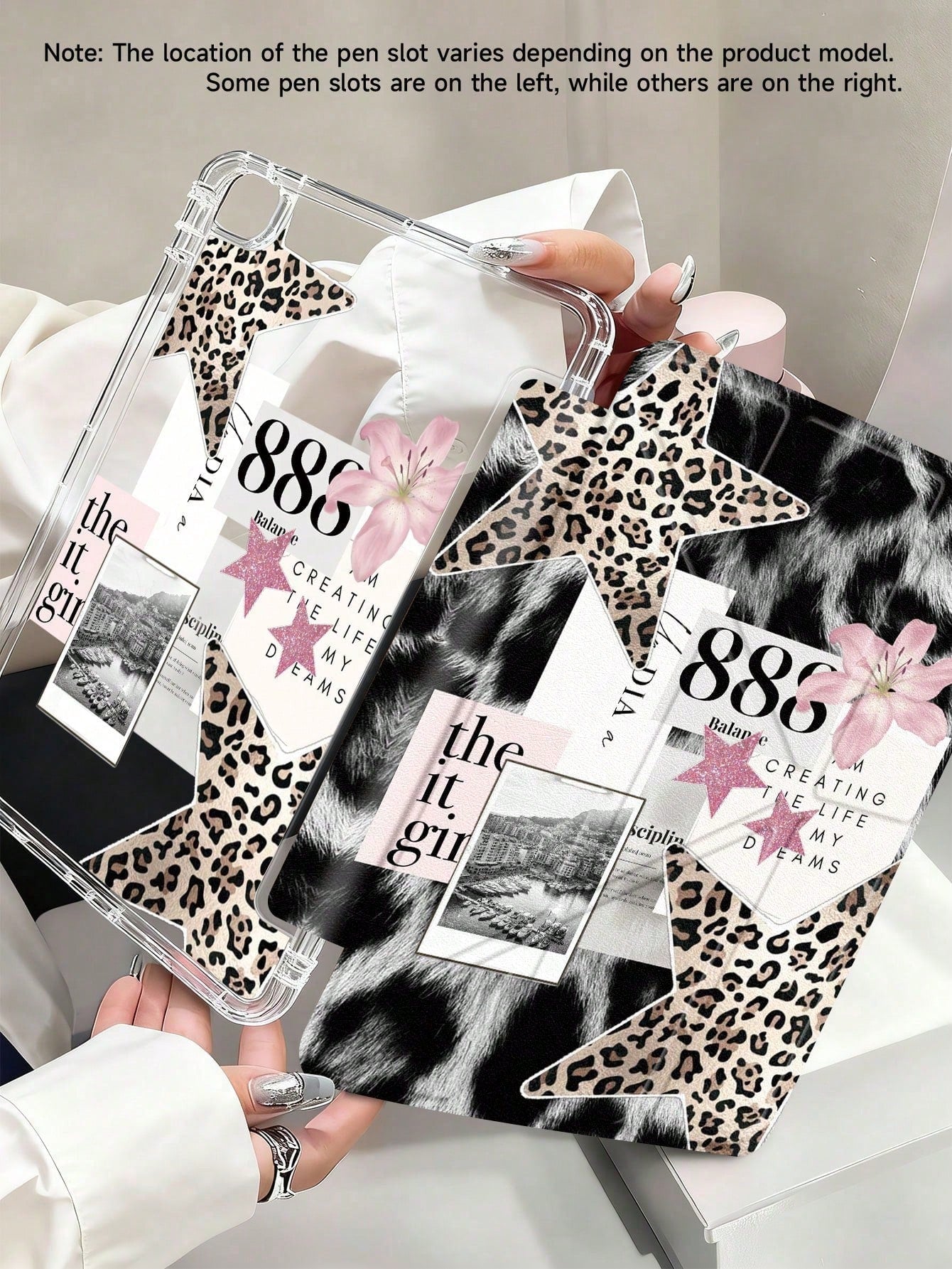 11-Inch Air 3/4/5 2022/2024/2025, Galaxy Tab, Kindle Paperwhite 12th Gen 2024 Tablet Case, Leopard Lily Pattern, Transparent Back Cover, Auto Sleep/Wake, Airbag Protection, Suitable For Gifts And Offi
