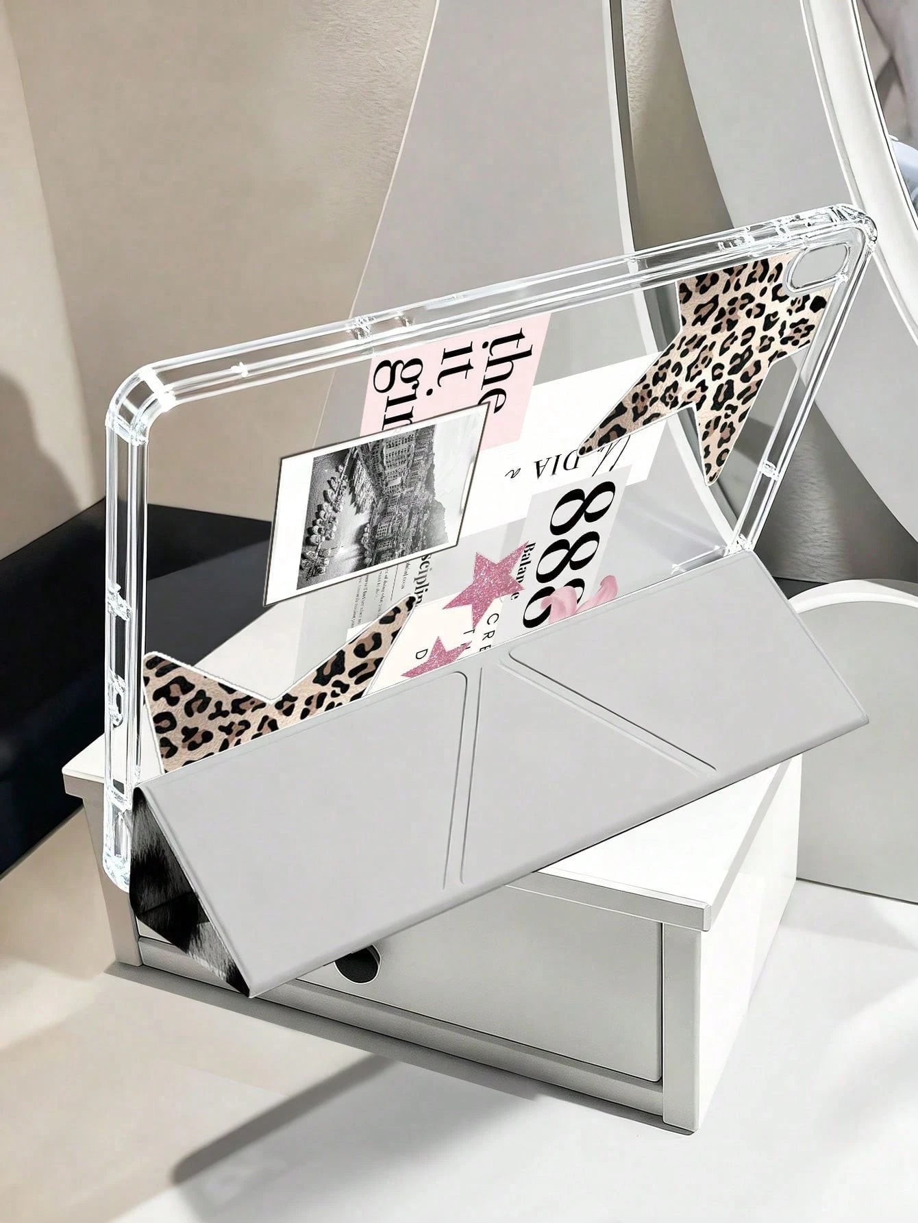 11-Inch Air 3/4/5 2022/2024/2025, Galaxy Tab, Kindle Paperwhite 12th Gen 2024 Tablet Case, Leopard Lily Pattern, Transparent Back Cover, Auto Sleep/Wake, Airbag Protection, Suitable For Gifts And Offi