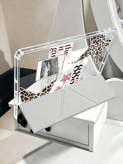 11-Inch Air 3/4/5 2022/2024/2025, Galaxy Tab, Kindle Paperwhite 12th Gen 2024 Tablet Case, Leopard Lily Pattern, Transparent Back Cover, Auto Sleep/Wake, Airbag Protection, Suitable For Gifts And Offi
