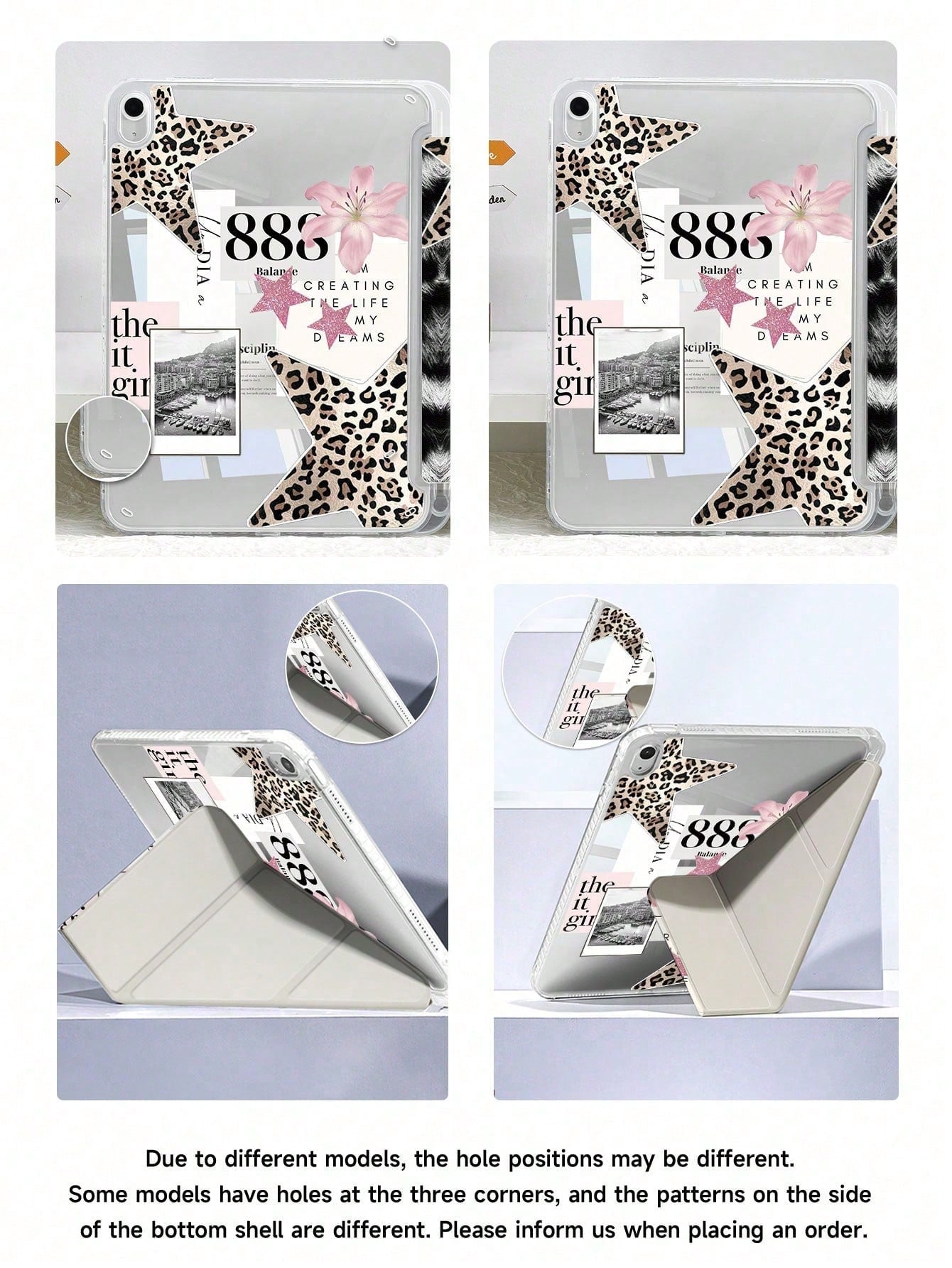 11-Inch Air 3/4/5 2022/2024/2025, Galaxy Tab, Kindle Paperwhite 12th Gen 2024 Tablet Case, Leopard Lily Pattern, Transparent Back Cover, Auto Sleep/Wake, Airbag Protection, Suitable For Gifts And Offi