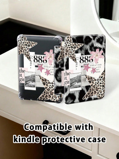 11-Inch Air 3/4/5 2022/2024/2025, Galaxy Tab, Kindle Paperwhite 12th Gen 2024 Tablet Case, Leopard Lily Pattern, Transparent Back Cover, Auto Sleep/Wake, Airbag Protection, Suitable For Gifts And Offi