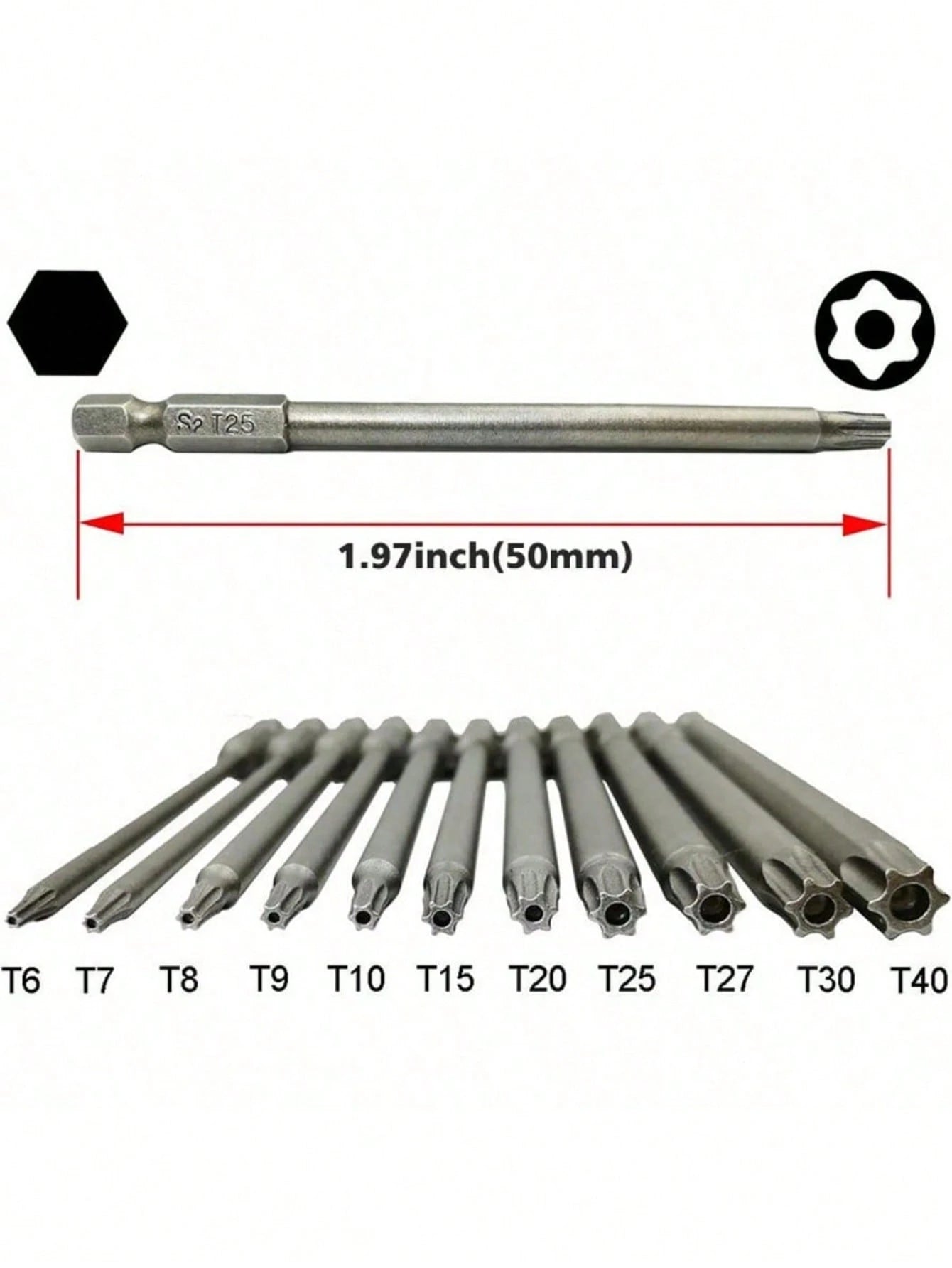 11Pcs Long Torx Security Head Screwdriver Drill Set, 1/4 Inch Hex Shank S2 Steel Torx Screwdriver Bit Set, T6 T7 T8 T9 T10 T15 T20 T25 T27 T30 T40,Tool Accessories