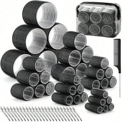 12 Pcs Hair Rollers Set For Blowout Look, Self Grip Curlers With Clips Automatic Rotating Ceramic Hair Curler Negative Ion Anti-Scald Auto Shut Off For Long Thick Hair