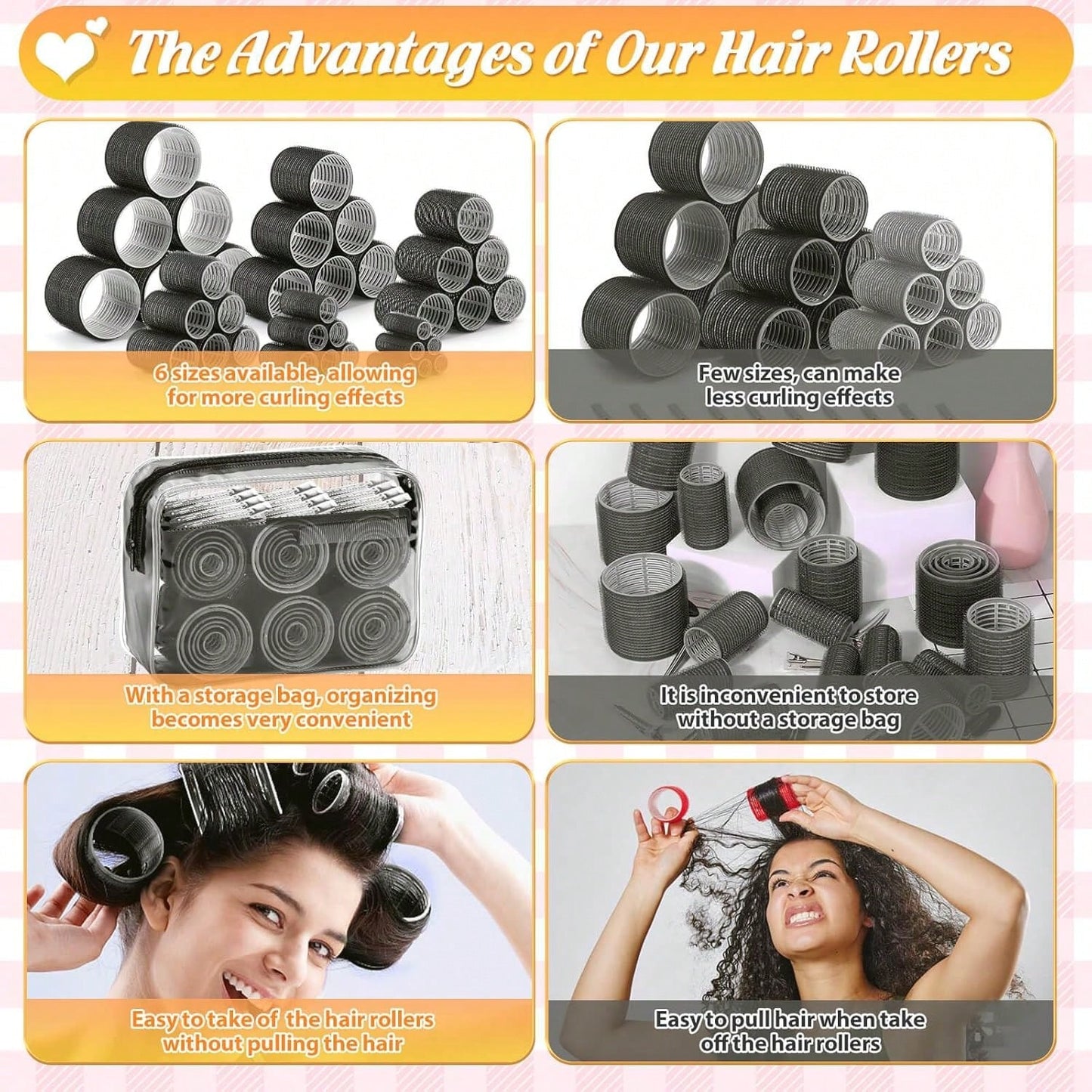 12 Pcs Hair Rollers Set For Blowout Look, Self Grip Curlers With Clips Automatic Rotating Ceramic Hair Curler Negative Ion Anti-Scald Auto Shut Off For Long Thick Hair
