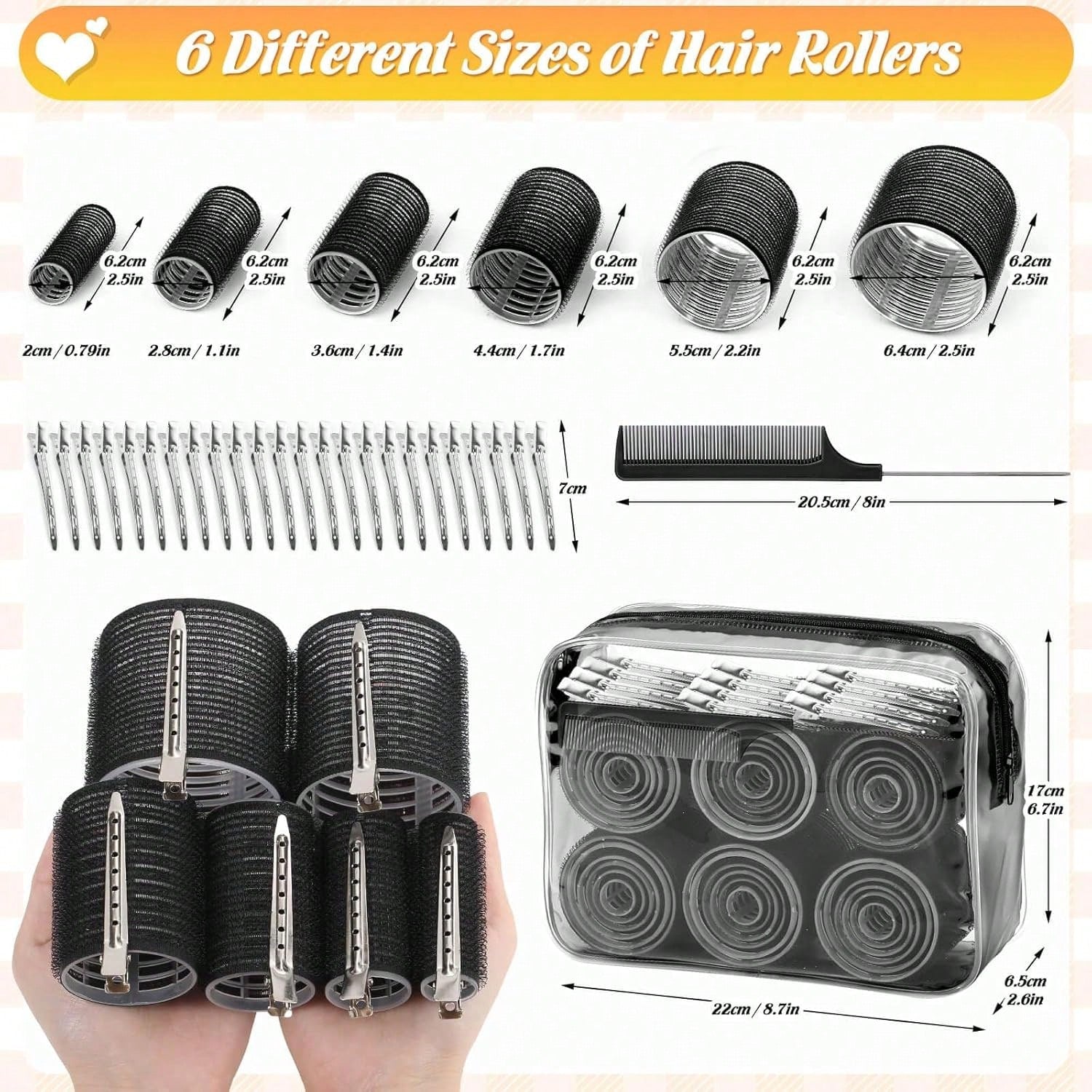 12 Pcs Hair Rollers Set For Blowout Look, Self Grip Curlers With Clips Automatic Rotating Ceramic Hair Curler Negative Ion Anti-Scald Auto Shut Off For Long Thick Hair