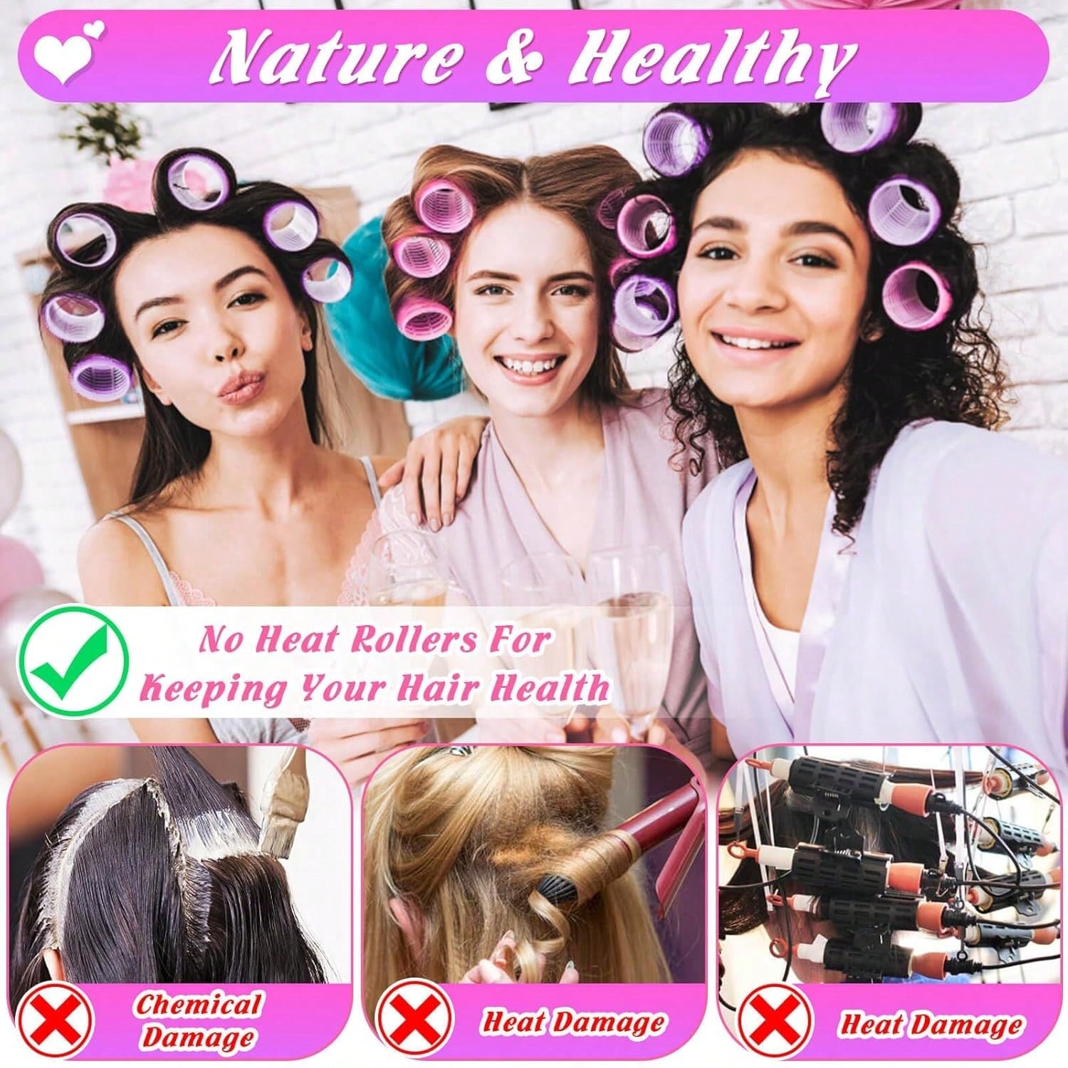 12 Pcs Hair Rollers Set For Blowout Look, Self Grip Curlers With Clips Automatic Rotating Ceramic Hair Curler Negative Ion Anti-Scald Auto Shut Off For Long Thick Hair