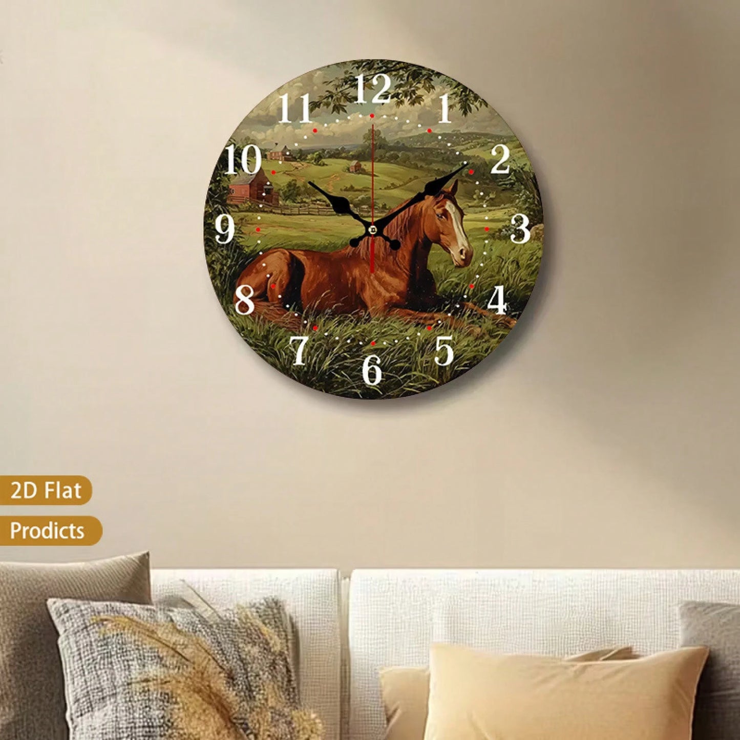 12inch Vintage Farmhouse Wall Clock, Silent And Non-Ticking, Perfect For Baby Rooms, Bedrooms, Offices, And Living Rooms, Battery-Powered