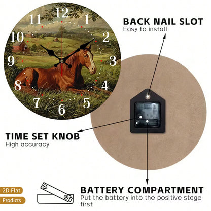 12inch Vintage Farmhouse Wall Clock, Silent And Non-Ticking, Perfect For Baby Rooms, Bedrooms, Offices, And Living Rooms, Battery-Powered