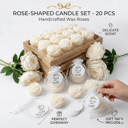 12pcs Rose Scented Candle Gift Set, Includes Organza Bag And Thank You Card, Romantic Rose Shaped Scented Candles, Suitable For Wedding, Party, Proposal, Home Decor