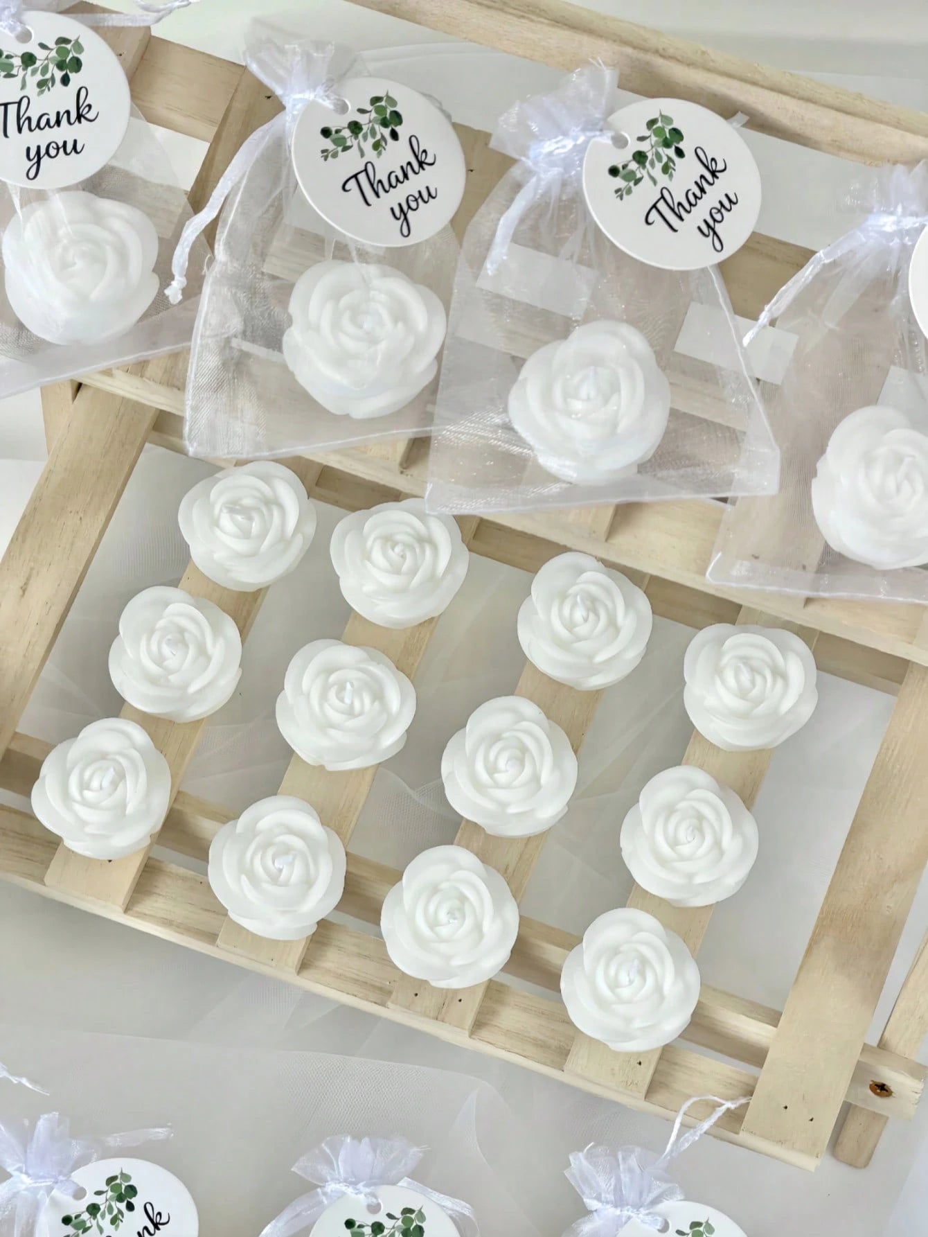 12pcs Rose Scented Candle Gift Set, Includes Organza Bag And Thank You Card, Romantic Rose Shaped Scented Candles, Suitable For Wedding, Party, Proposal, Home Decor