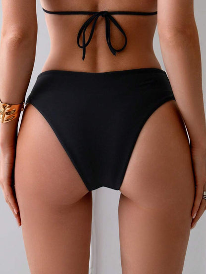 Oceva Women's Solid Color Ruched V-Shaped Bikini Bottom
