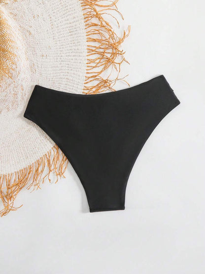 Oceva Women's Solid Color Ruched V-Shaped Bikini Bottom