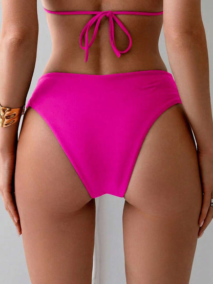 Oceva Women's Solid Color Ruched V-Shaped Bikini Bottom