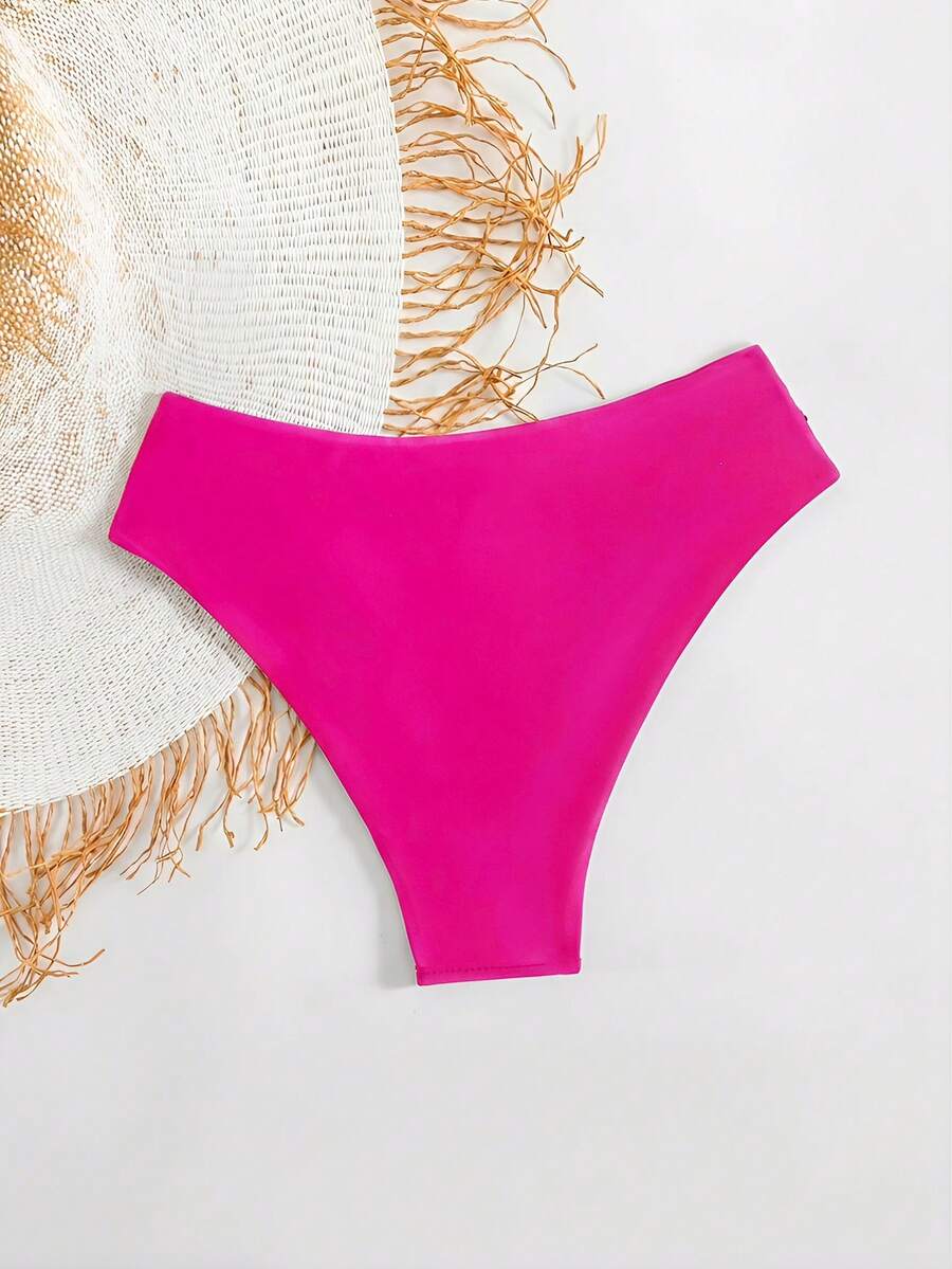 Oceva Women's Solid Color Ruched V-Shaped Bikini Bottom